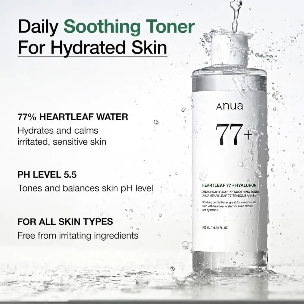 Anua 77% Soothing Toner Không Cồn Cho Da Nhạy Cảm Giúp Da Mềm Mượt Và Tươi Mát-AU6