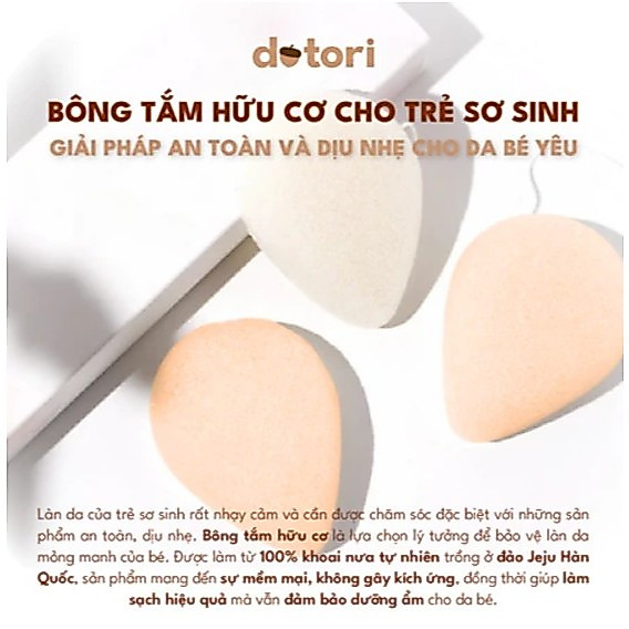 Bông Tắm/ Bông rửa mặt DOTORI Hữu Cơ Cực Mềm Cho Trẻ Sơ Sinh Và Em bé Hàn Quốc - MADE IN KOREA