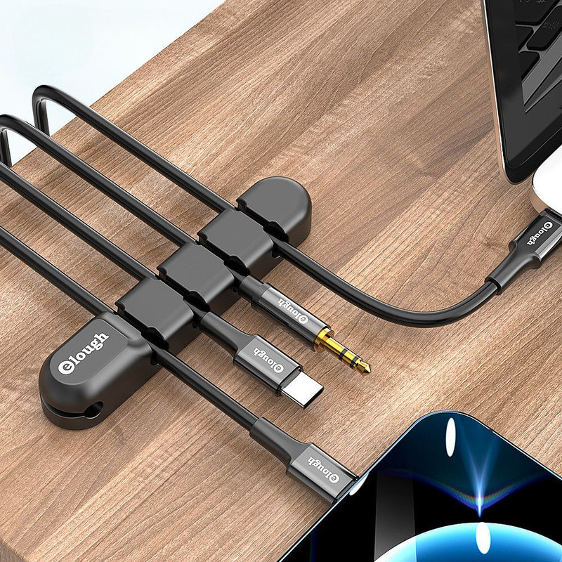 【Cable Organizer】Elough Multi-hole Soft Silicone Cable Organizer for Data Cables, Power Cords, and W