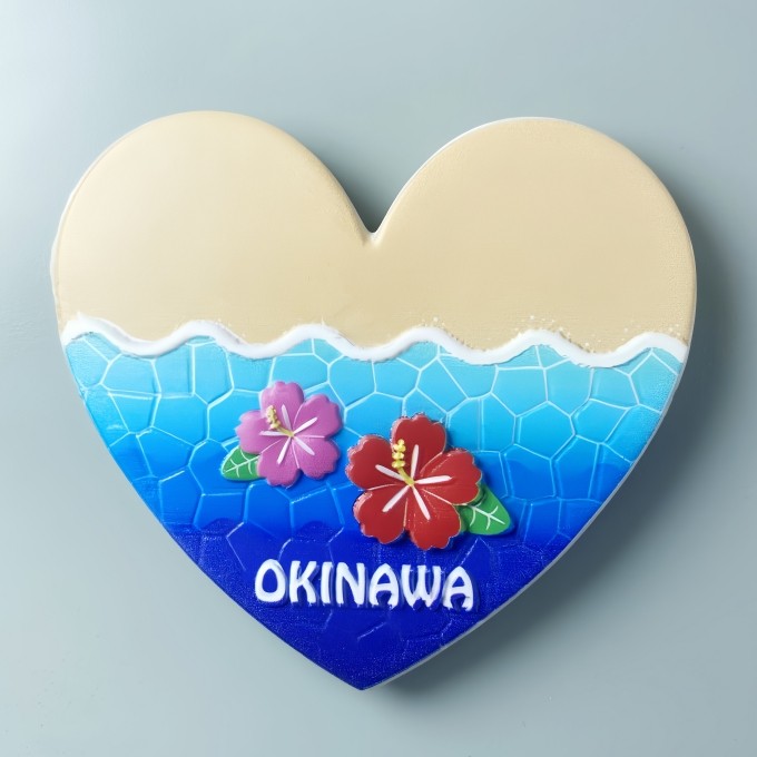 Nhật Bản Hawaii Okinawa Tỉnh Du Lịch Lưu Niệm Phong Cách Đại Dương Hình Trái Tim Trang Trí Thủ Công 