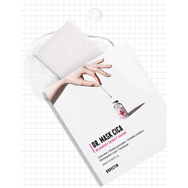 Rovectin Cica Calming Mask Pack 1 tờ x 10 chiếc Pink Cica Tre Cellulose Sheet Hydrating Face Mask Ch