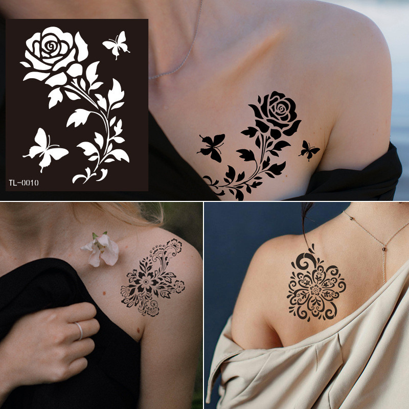 Châu Âu Mỹ PET Henna hình xăm Nhãn dán hình xăm rỗng Bản mẫu Ấn Độ henna Vẽ tay hình xăm henna