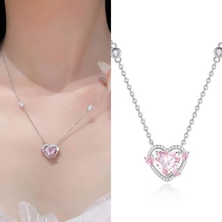 Vòng cổ mặt dây chuyền tình yêu thời trang sang trọng nhẹ nhàng Tính khí Chuỗi xương đòn màu hồng