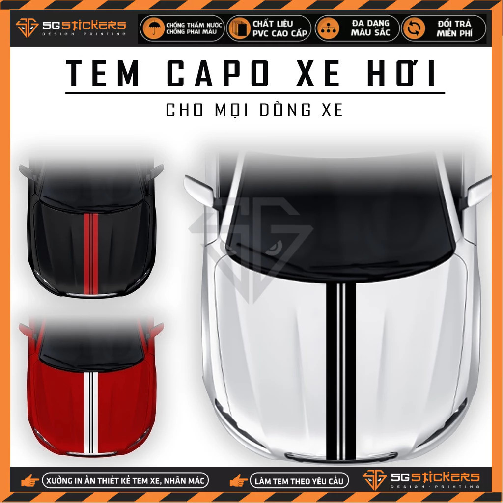 Tem Dán Nắp Capo Xe Ô Tô Xe Hơi Bản Cá Tính | TCPOT-03 | Decal Dán Nắp Capo, Sườn Xe Oto Chống Nước,