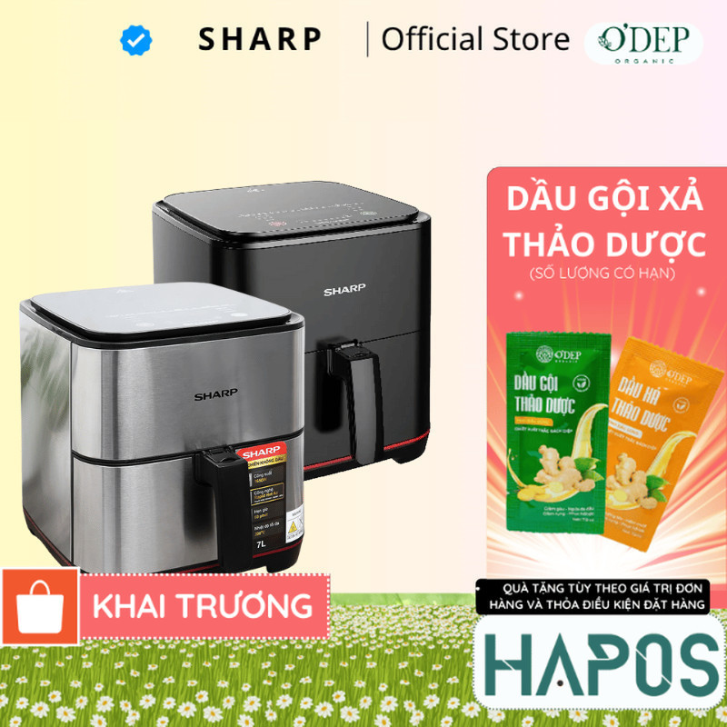 Nồi chiên không dầu Sharp KF-AF70EV-ST chống dính 7L - HAPOS HEL