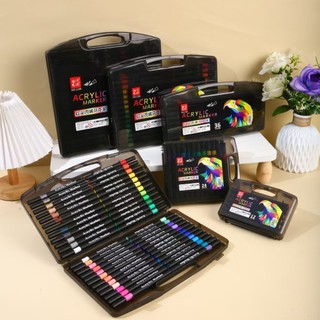   NAUGHTYHUE Bút acrylic marker 12 24 36 48 60 80 màu chuyên dùng cho học sinh tiểu học không thấm giấy chồng màu được đầu mềm có sẵn hàng và giao nhanh 