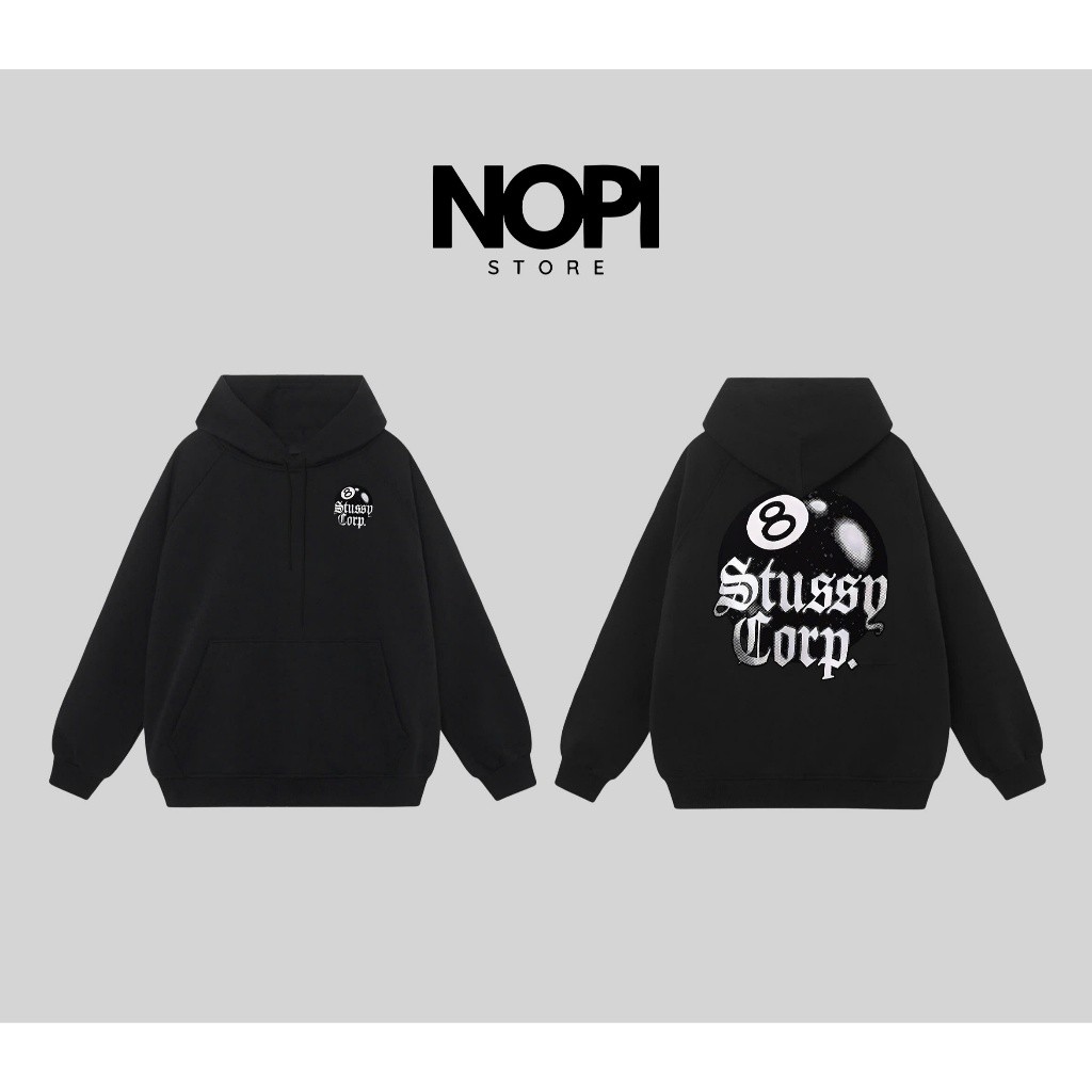 ÁO HOODIE STUSSY 8 BALL CORP FORM RỘNG NAM NỮ UNISEX CHẤT VẢI NỈ BÔNG CAO CẤP DÀY DẶN - XATC