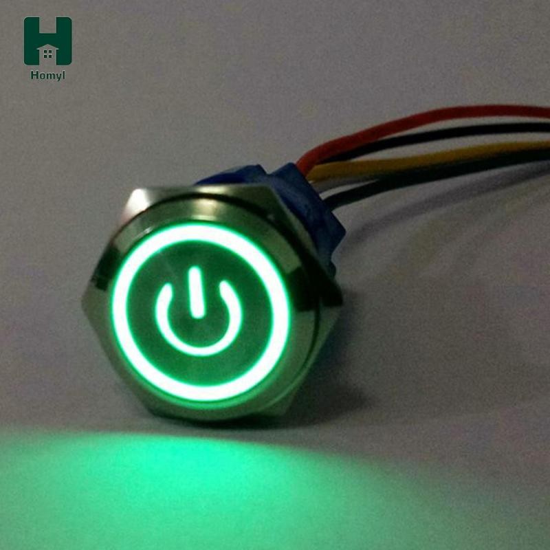 Nút nhấn 220V 16mm LED chiếu sáng thường mở nút nhấn tự giữ