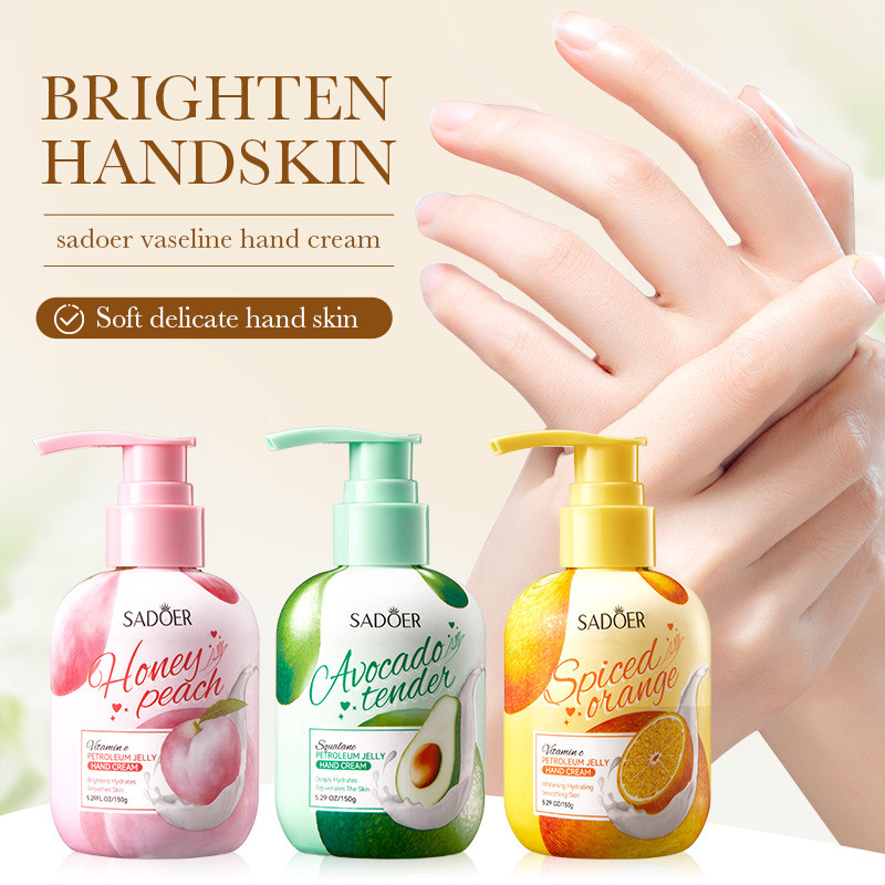 All English SADOER Peach VE Vaseline Hand Cream Anti-Drying Press Hand Cream Cross Border Foreign Tr