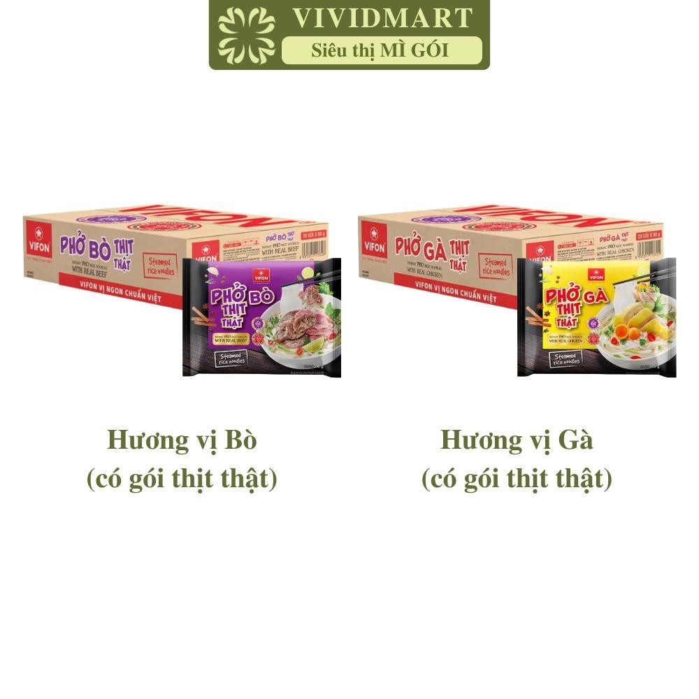 THÙNG20GÓI-VIFON- Phở Vifon thịt thật 2 vị: Bò, Gà, Vifon phở thịt thật Vifon, Phở Vifon ăn liền, Ph