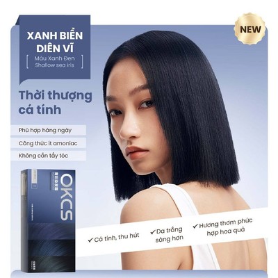 Kem Nhuộm Tóc OKCS màu Xanh Biển Diên Vĩ chuẩn Salon không cần tẩy an toàn cho tóc