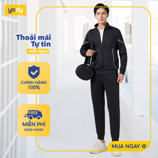   Bộ đồ thể thao nam Yody set đồ thu đông áo khoá kéo thoải mái năng động SDM7006