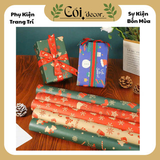  Giấy gói quà noel 10 tờ giấy xịn kraft vintage trang trí giáng sinh nhiều mẫu mã 
