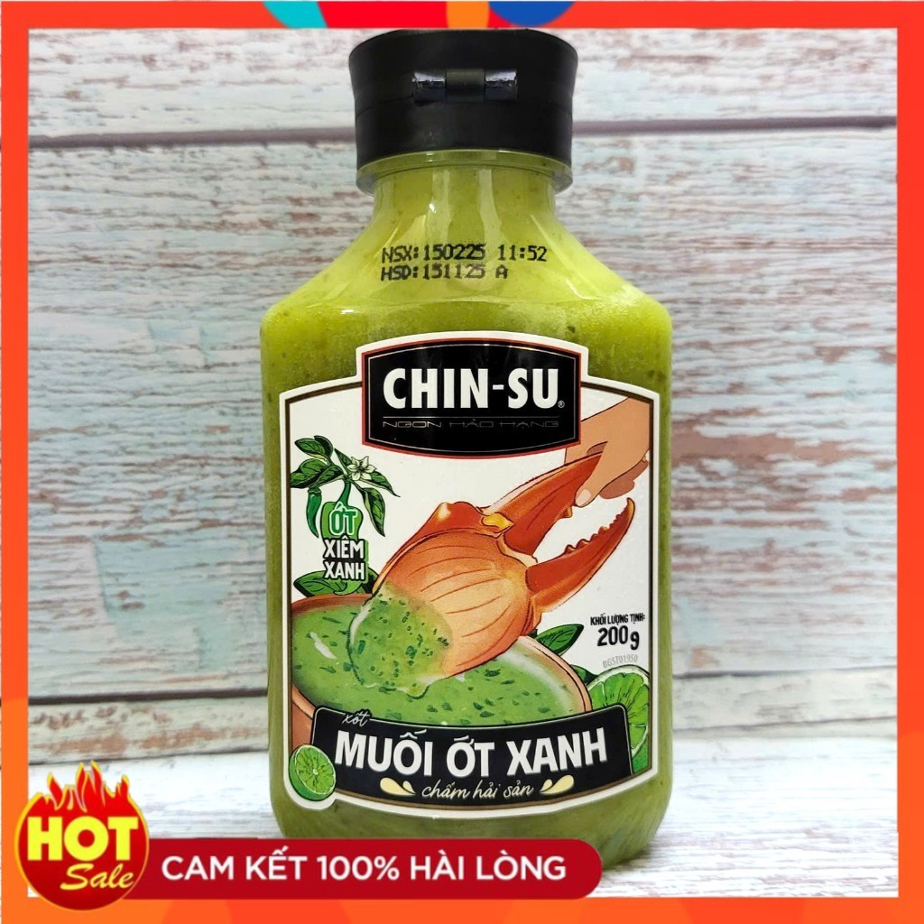 CHINSU Chai XANH 200g MUỐI ỚT XANH CHẤM HẢI SẢN Green Chilli Salt Sauce