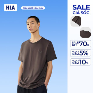[GIẢM 50%] Áo thun nam HLA ngắn tay màu nâu, chất liệu thoáng mát mềm mại, thấm hút mồ hôi