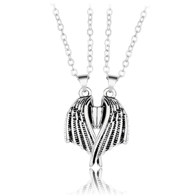 Bán Đôi Cánh Thiên Thần Cặp Đôi Vòng Cổ Cặp Nam Châm Thu Hút Ngày Lễ Tình Nhân Trang Sức Mặt Dây Chu