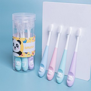 Hộp 6 bàn chải đánh răng trẻ em hình gấu panda đáng yêu, lông mềm mịn bảo vệ nướu