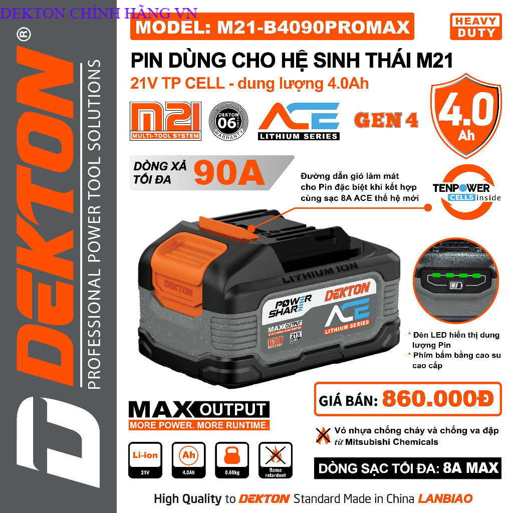 PIN Dekton Thế Hệ Mới DEKTON M21-B4090PROMAX/M21-B4090XPROMAX DEKTON CHVN