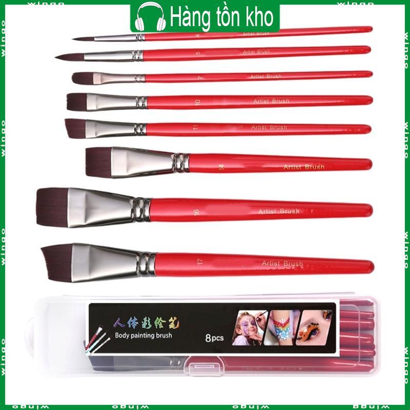 WIN 8 Chiếc Mặt Body Paint Brush Flat Painting Brush Artist Paint Brushes