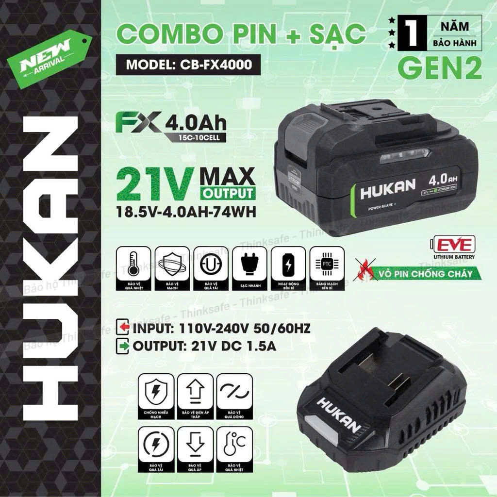 [COMBO] Pin + Sạc Hukan 10Cell CB-FX4000 Dòng Xả 15C dung lượng 4Ah, Bảo hành 12 tháng