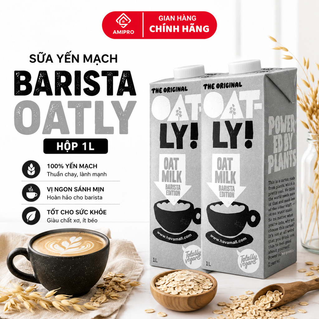 (COMBO)  Sữa Yến Mạch Barista Oatly Hộp 1L Thơm Ngon Sữa Cao Cấp Dành Cho Barista