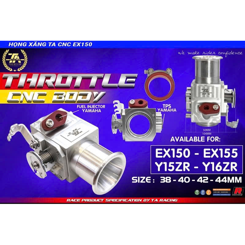HỌNG XĂNG FI TA RACING EXCITER EX150 ( NHÔM CNC ) THROTTLE CNC PREMIUM BOBY V1 - V2  CHÍNH HÃNG