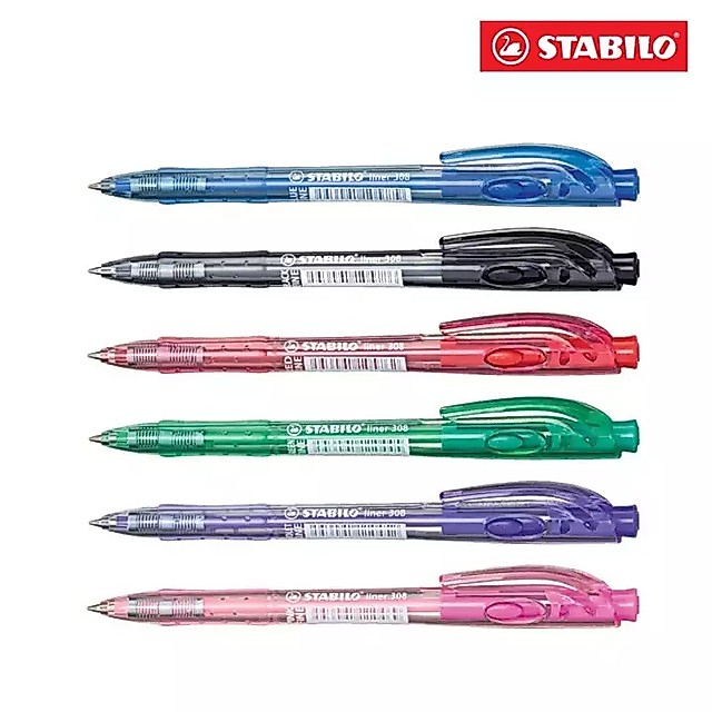 Bút bi STABILO Liner BP308F (Xanh biển, Đen, Đỏ, Hồng, Xanh lá, Tím)
