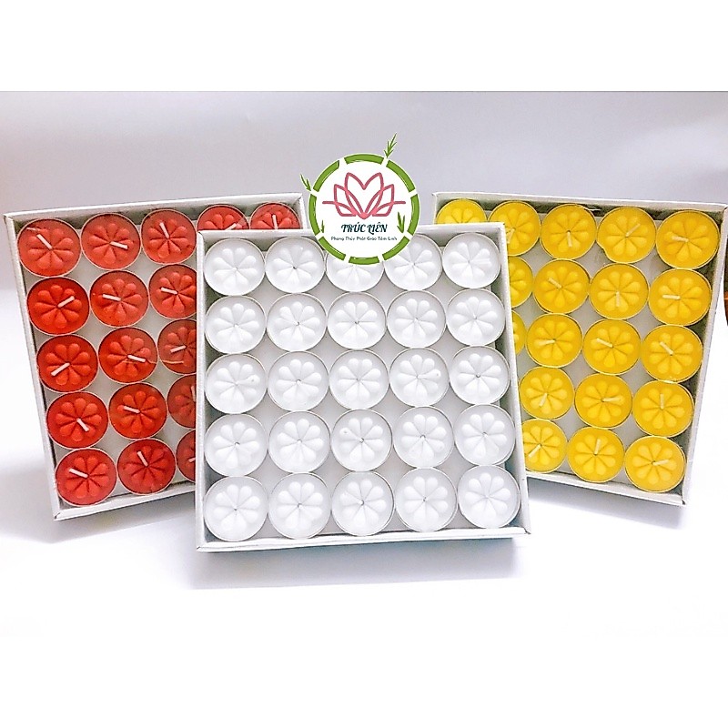 HỘP 100 NẾN HOA MAI TEALIGHT ( Không khói, an toàn môi trường)