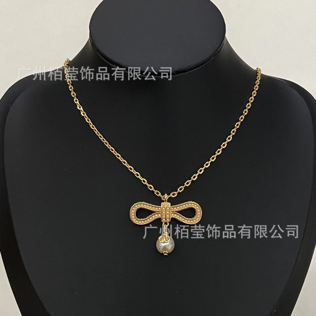 Real Shot Dijia D Nhà Phiên Bản Cao Cấp Nơ Ngọc Trai Vòng Cổ Nữ cd Ngọc Trai Mặt Dây Chuyền Xương Đò