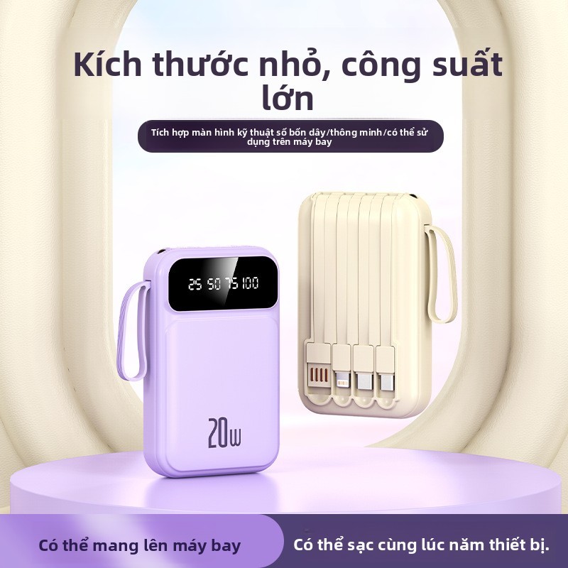Quà tặng LOGO Kho báu sạc xuyên biên giới tùy chỉnh có cáp có thể tháo rời 2000mAh Mini Power Bank