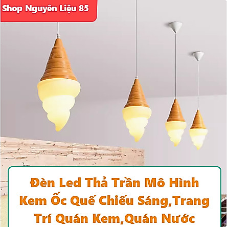 Đèn LED thả trần mô hình cây kem ốc quế.Chiếu sáng trang trí không gian quán kem,đồ uống,quán cafe