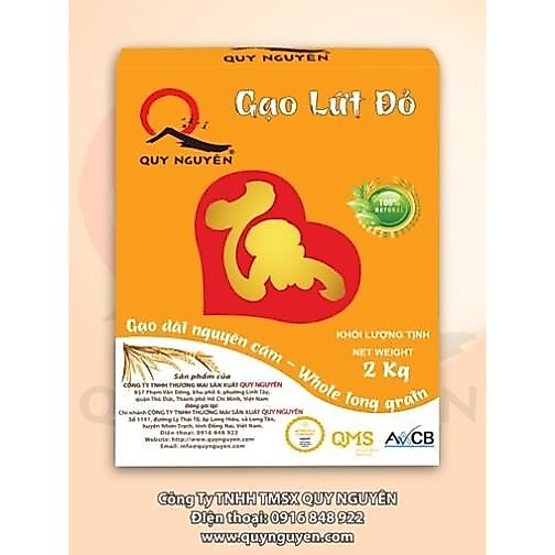 Gạo Lứt Đỏ Quy Nguyên (Hộp 2kg) - Gạo lứt huyết rồng hữu cơ
