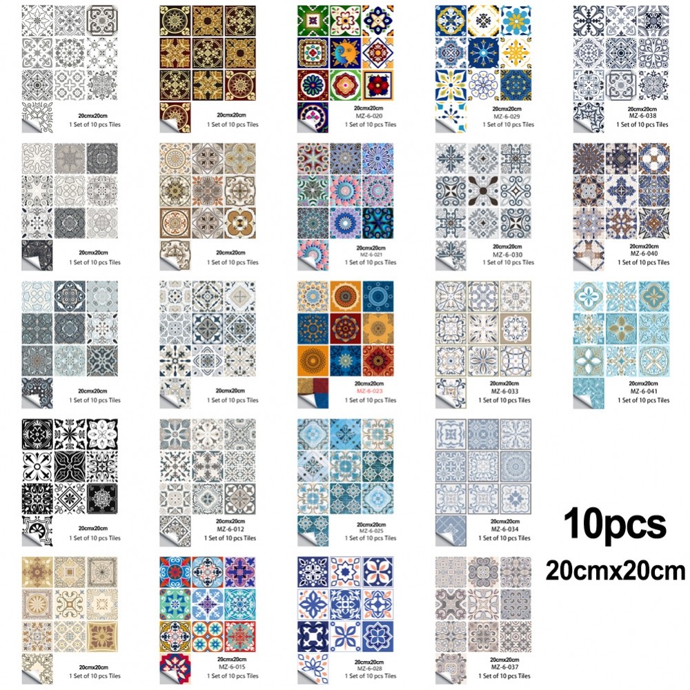 [DOLLDOLL-VN]Kitchens Laundry Rooms Tile Stickers Tiling 3D PVC 10Pcs Bathroom Walls