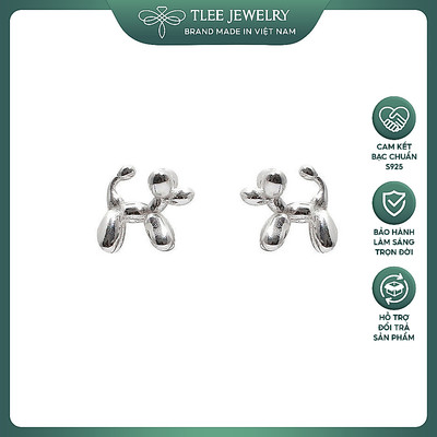 Khuyên tai bạc nữ TLEE kiểu dáng hình cún bóng bay đáng yêu, dễ thương TLEE JEWELRY B0555