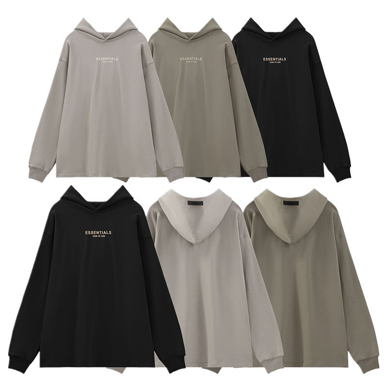 YPFN FOG Eighth Season Flocked Print Pullover Terry Double-Line Round Neck Hooded Couple Sweatshirt