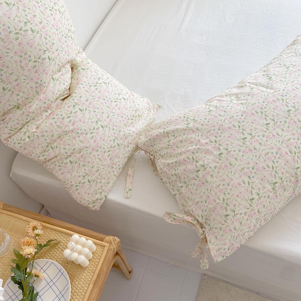 Hẹn hò vào cuối tuần Sunny Days Clean Fresh Floral Cotton Vỏ Gối Đơn Đôi Bạc Hà Hàn Quốc