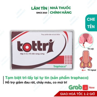 ( Tặng quà muối nano )Tottri Nang Cứng Traphaco Giúp Co Búi Trĩ, Giảm Đau Rát, Chảy Máu Đại Tiện 30V