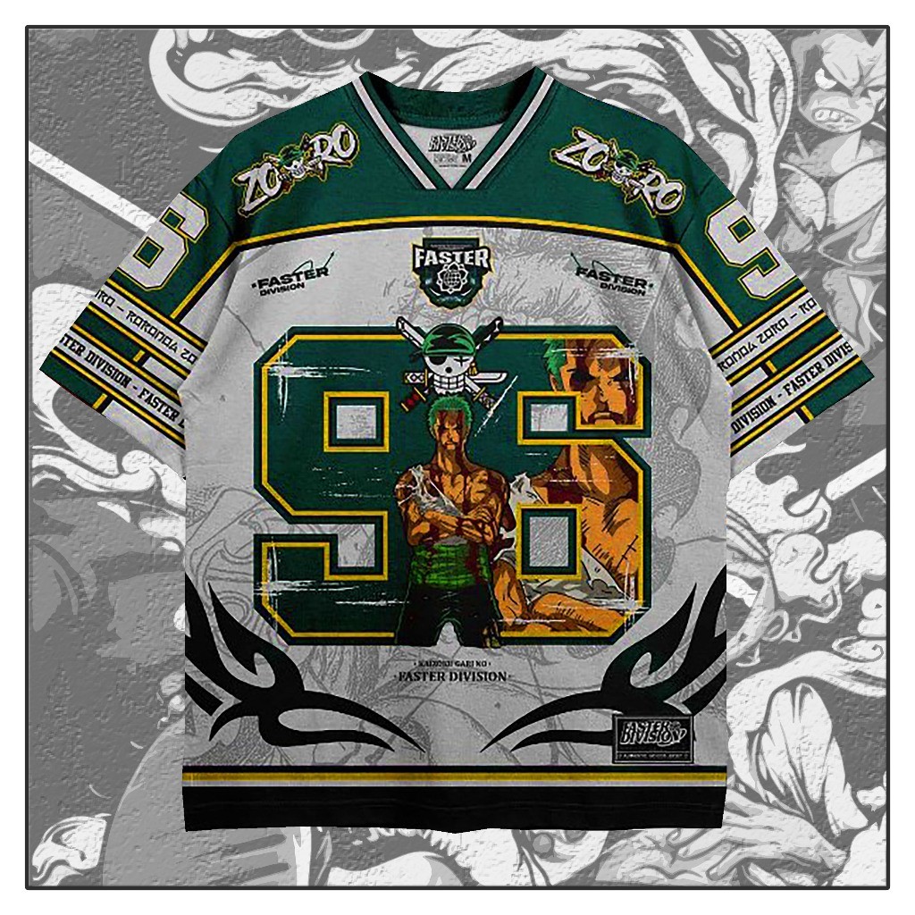 [Số tên tùy chỉnh miễn phí] Jersey Oversize Boxy Vintage Zoro Jersey Hiện tại Áo Anime Oversize Jers
