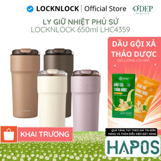 Ly giữ nhiệt phủ sứ LocknLock 650ml, Chính hãng, bằng thép không gỉ 304 Metro Cafe Tumbler LHC4359 - HAPOS HEL