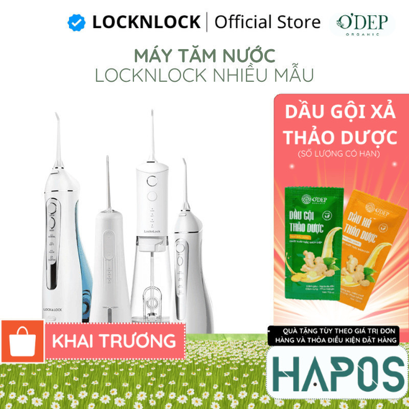 Máy tăm nước không dây LocknLock ENR166GRY 300ml, ENR154WHT 250ml, ENR156BLU 200ml, ENR146WHT - HAPO