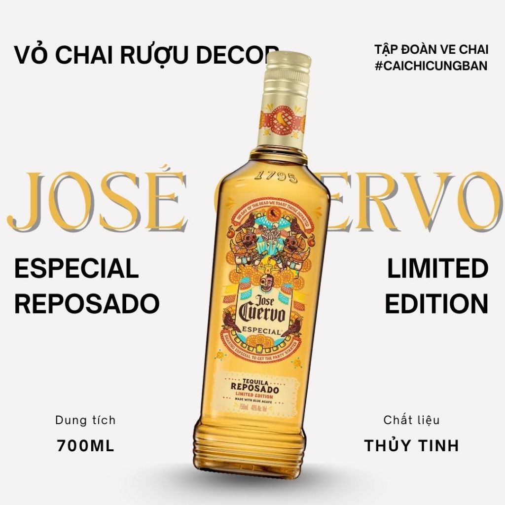 [DECOR] Vỏ chai rượu ngoại Tequila Jose Cuervo Especial giới hạn  Làm decor phòng ngủ , decor bàn là