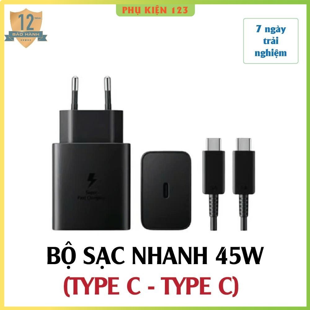 Bộ sạc nhanh 45W Type C to Type C cho các dòng máy SS. Củ sạc 45W dành cho SAM, Android chân (C - C)