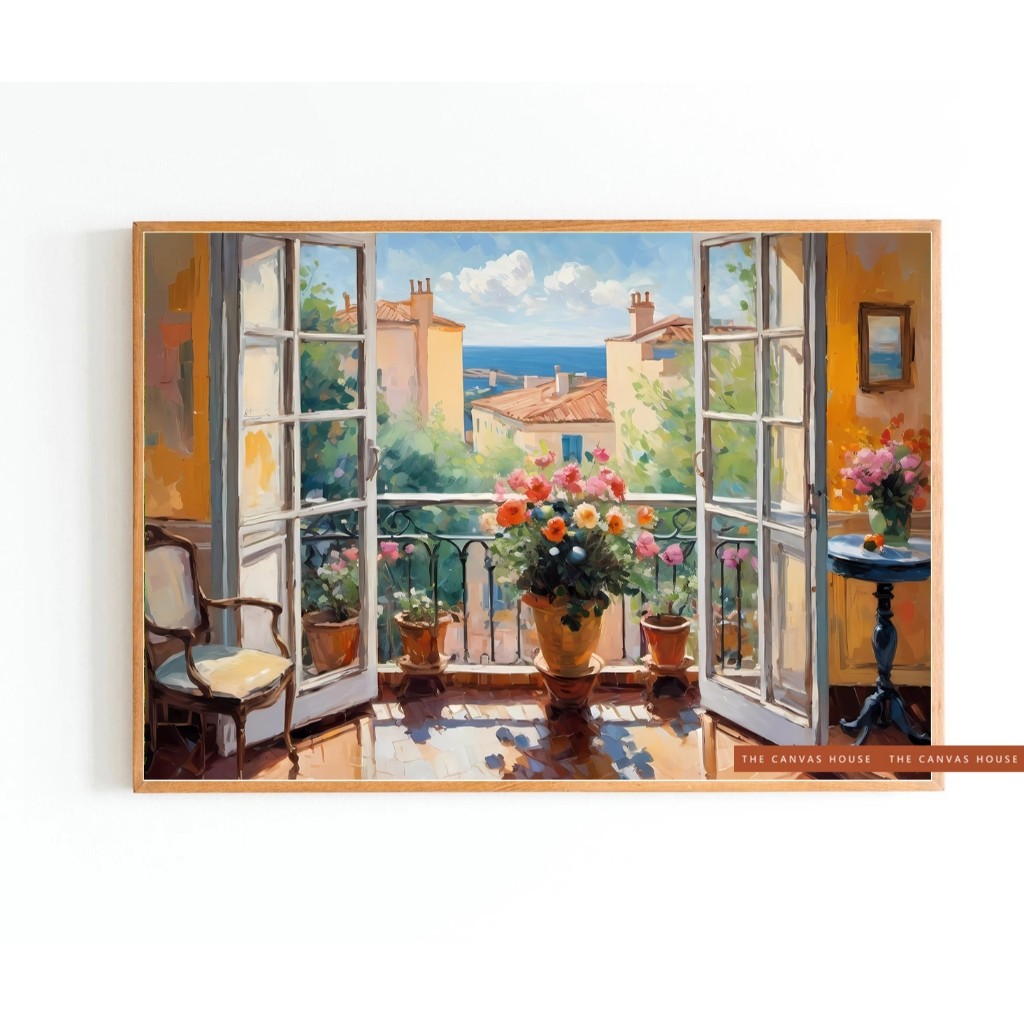 Tranh in Canvas Bên Khung Cửa Sổ (Có hình thật - Đã có khung, móc, đinh treo) - The Canvas House