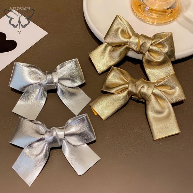 Kẹp Tóc Nơ Bạc Gold 2/4K, Style Thời Trang và Ngọt Ngào, Thích Hợp Daily Use