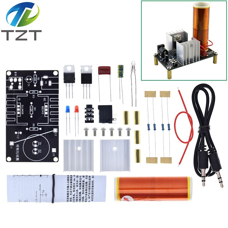 1 Bộ Mini Tesla Coil Kit 15W Mini Music Tesla Coil Plasma Loa Tesla Truyền Không Dây DC 15-24V DIY K