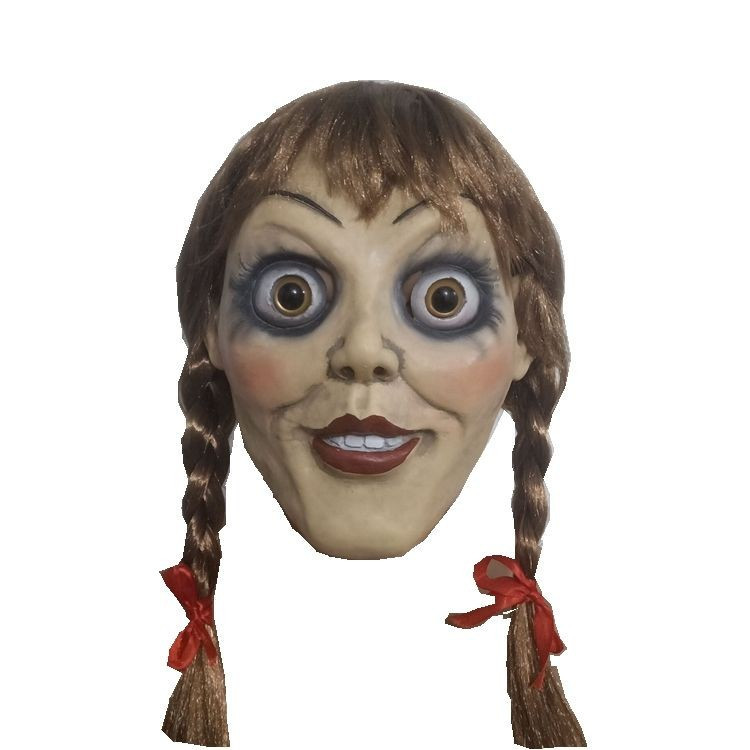 Tiệc Halloween kinh dị hóa trang khoe mặt nạ đạo cụ chơi búp bê ma cos mũ Annabelle