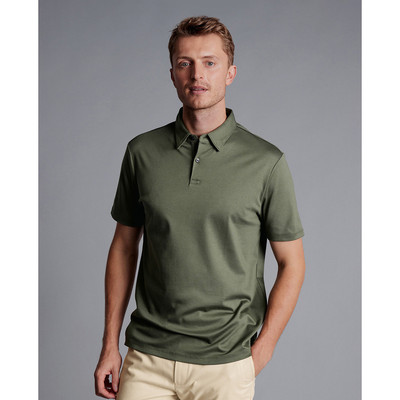 CHARLES TYRWHITT - Áo polo nam cổ bẻ tay ngắn Smart Jersey_JEP0398-OLV