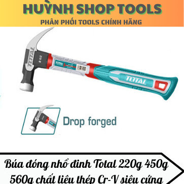 Búa đóng đinh đa năng TOTAL thép Carbon siêu cứng búa nhổ đinh cầm tay đóng đinh bê tông, tường, gỗ