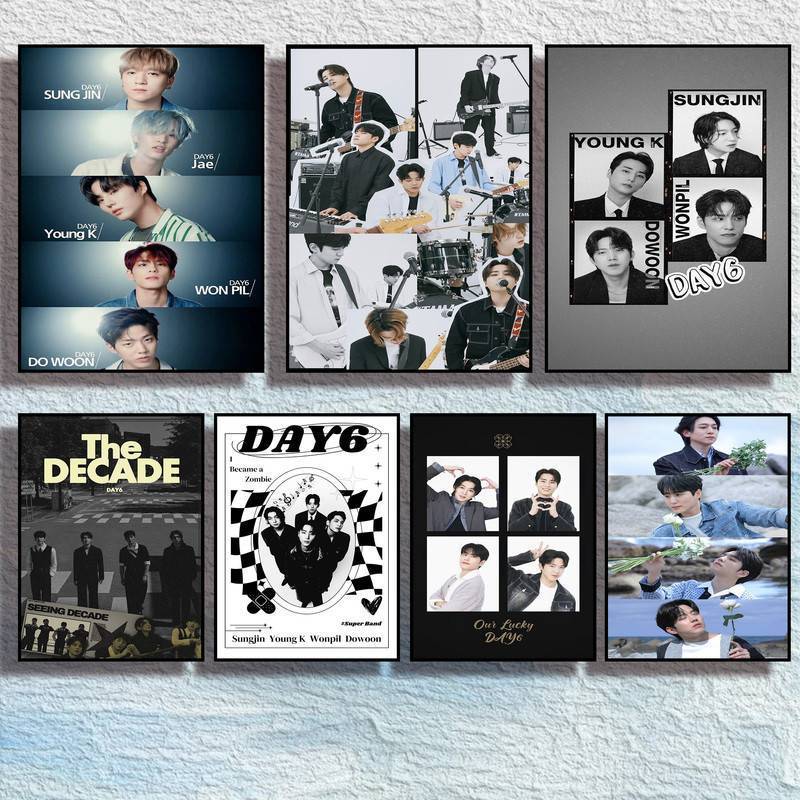 DAY6 Bộ Poster Ban Nhạc Kpop Sungjin Young K Wonpil Dowoon Jae Group Concert Đen Trắng Ảnh Canvas Ng