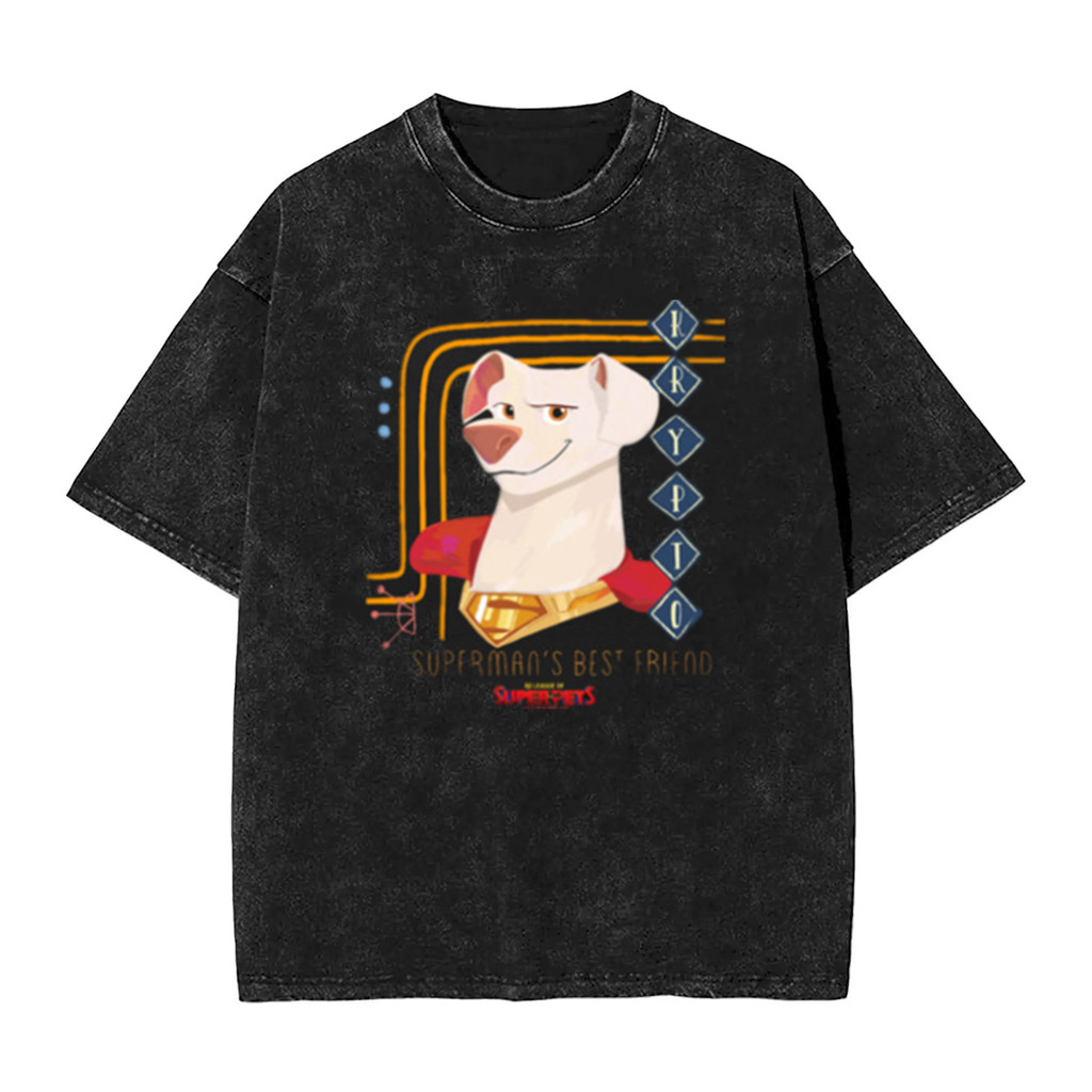 DC Supergirl Krypto the Superdog In Đồ Họa Nam Nặng 100% Cotton Rửa Quá Khổ Đau Khổ Áo Thun Tay Ngắn